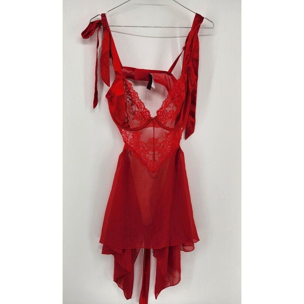 Adore Me Women's 36D True Red Fantasia Babydoll Lingerie NWT